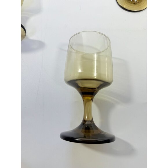 Wine Glasses Water Goblets Goblets Libbey Tawny Accent Smoky Brown Amber Vintage - Picture 5 of 11